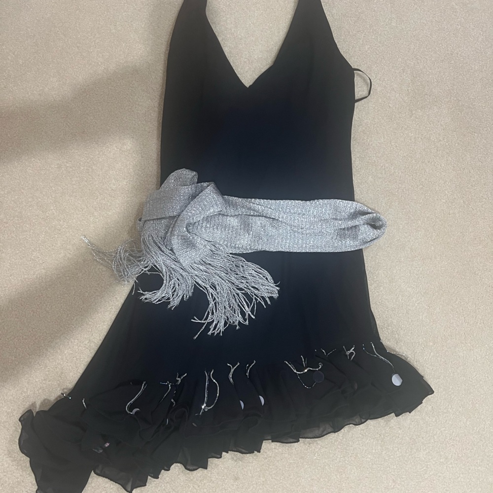 Belly dance dress navy blue color size S/M with the waist scarf